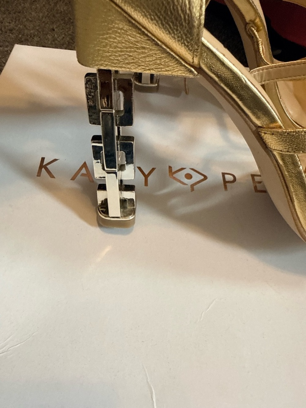 Katy Perry Collections Gold Metallic Block-Heel Sandal